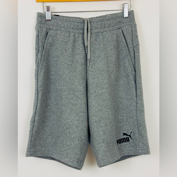 PUMA -Medium Heather Gray 10” Sweatpant Shorts Adjustable Elastic Waist Men’s S - Picture 5 of 14